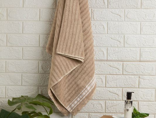 Solid Light Brown 100% Cotton Bath Towel-Mellow By Spaces