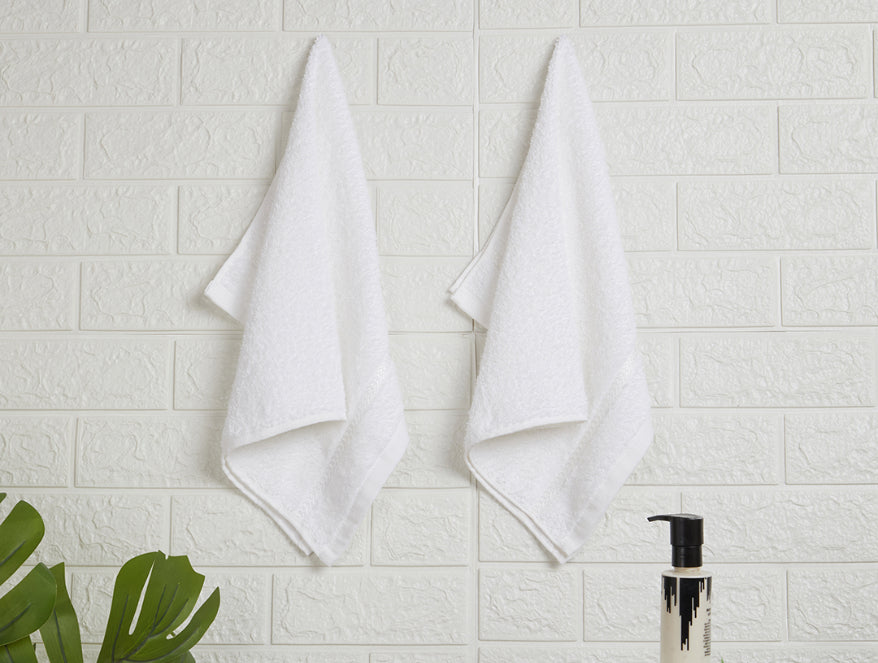 White 100% Cotton Hand Towel - Quik Dry By Welspun