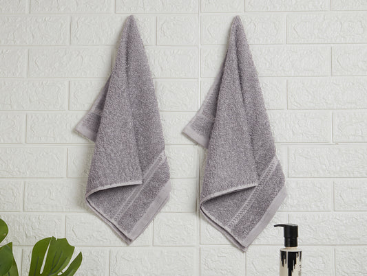 Grey 100% Cotton Hand Towel - Quik Dry By Welspun