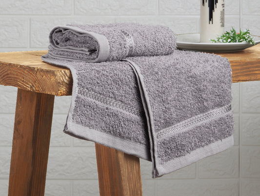 Grey 100% Cotton Hand Towel - Quik Dry By Welspun