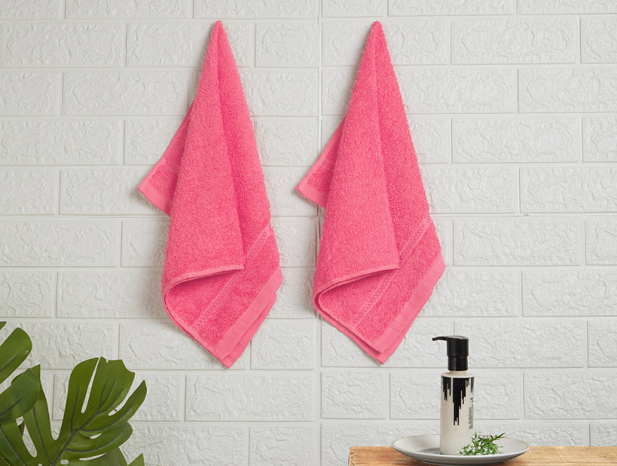 Coral 100% Cotton Hand Towel - Quik Dry By Welspun