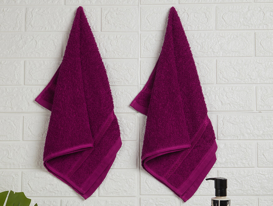 Magenta 100% Cotton Hand Towel - Quik Dry By Welspun