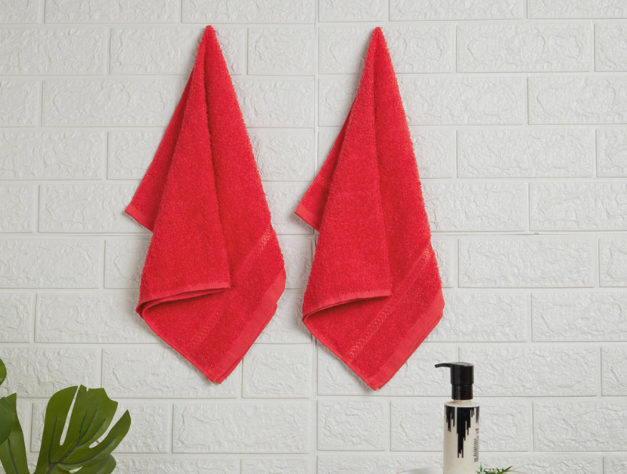 True Red 100% Cotton Hand Towel - Quik Dry By Welspun