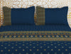 Godna Ornate Dark Blue 100% Cotton King Size Bedsheet - Rangana by Spaces