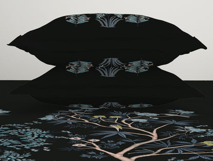 Gara Floral Dark Grey 100% Cotton King Size Bedsheet - Rangana by Spaces
