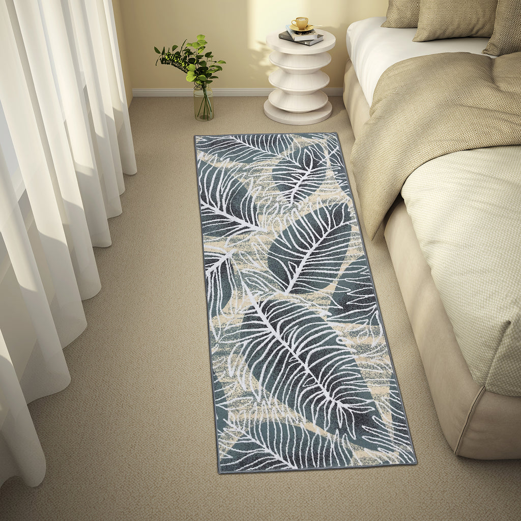 Floral Grey Polyester 1 Runner - Wonderfull Carpet By Welspun