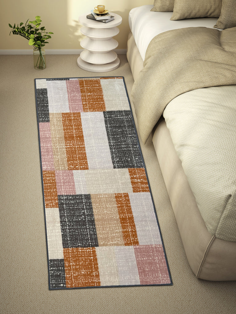 Geometric Rust Polyester 1 Runner - Wonderfull Carpet By Welspun