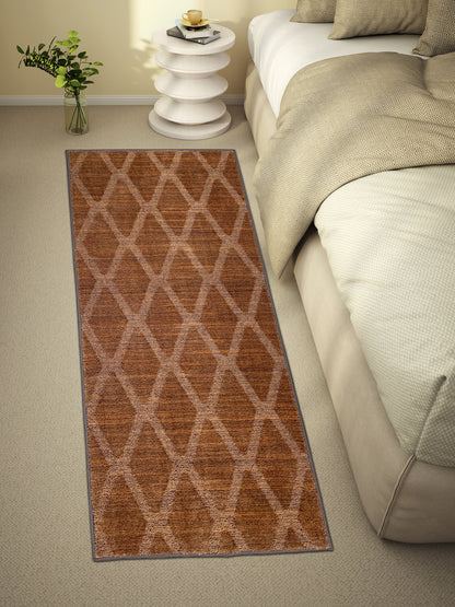 Geometric Brown Polyester 1 Runner - Wonderfull Carpet By Welspun