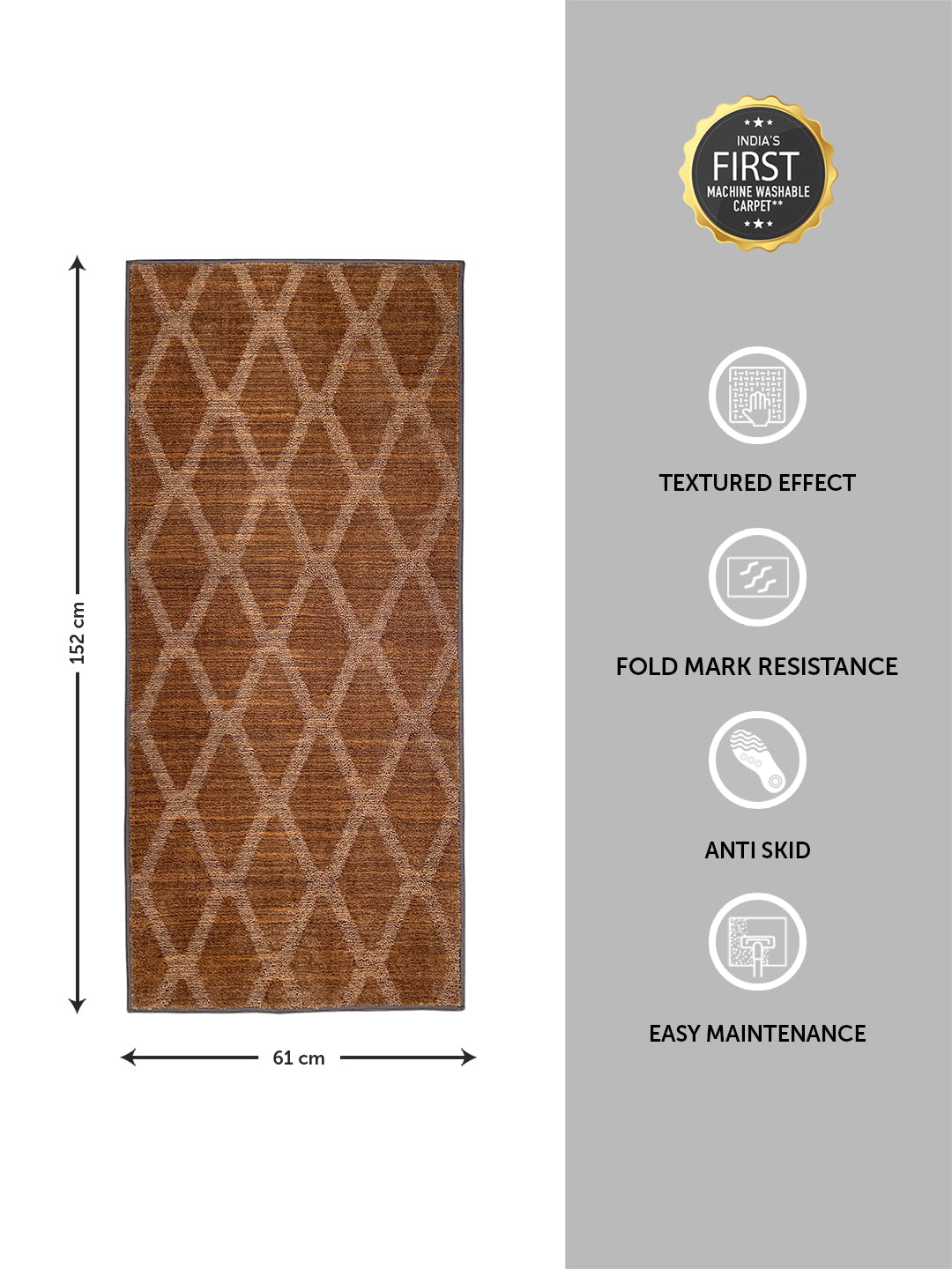 Geometric Brown Polyester 1 Runner - Wonderfull Carpet By Welspun