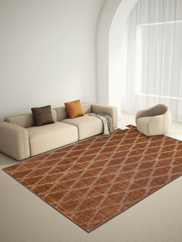 Geometric Brown Polyester 1 Area Rug - Wonderfull Carpet By Welspun