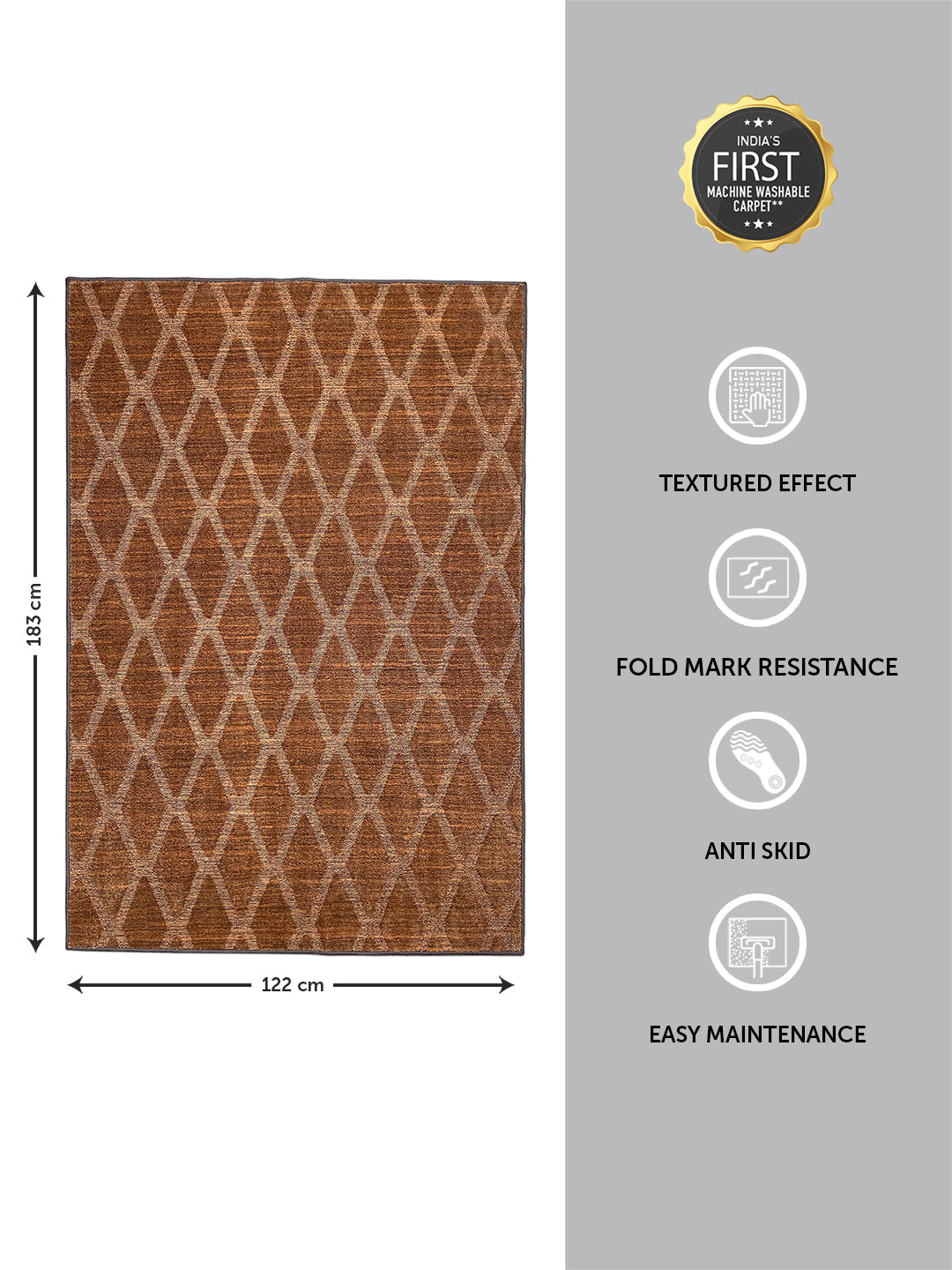 Geometric Brown Polyester 1 Area Rug - Wonderfull Carpet By Welspun