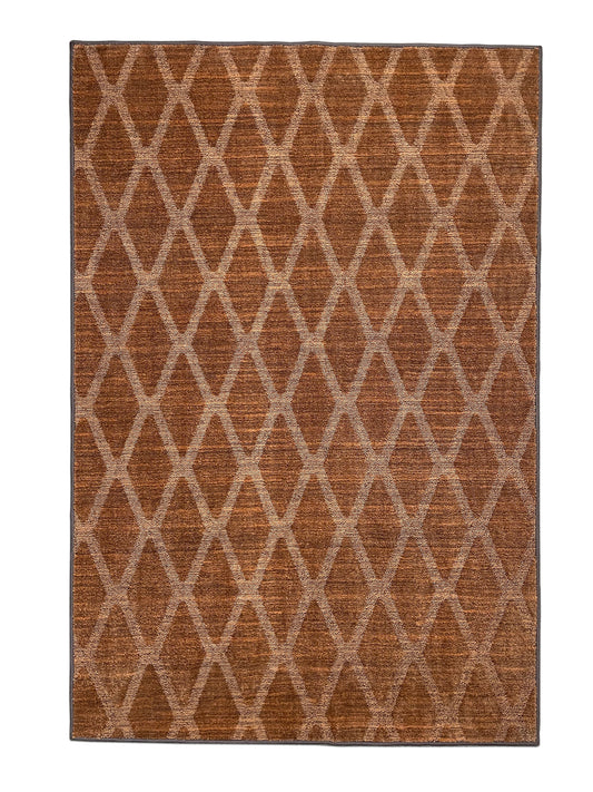 Geometric Brown Polyester 1 Carpet - Wonderfull Carpet By Welspun