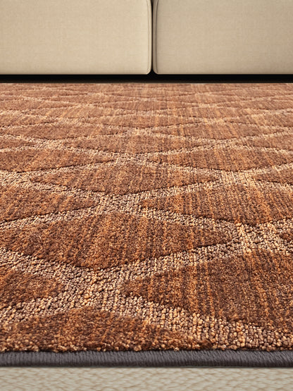 Geometric Brown Polyester 1 Carpet - Wonderfull Carpet By Welspun