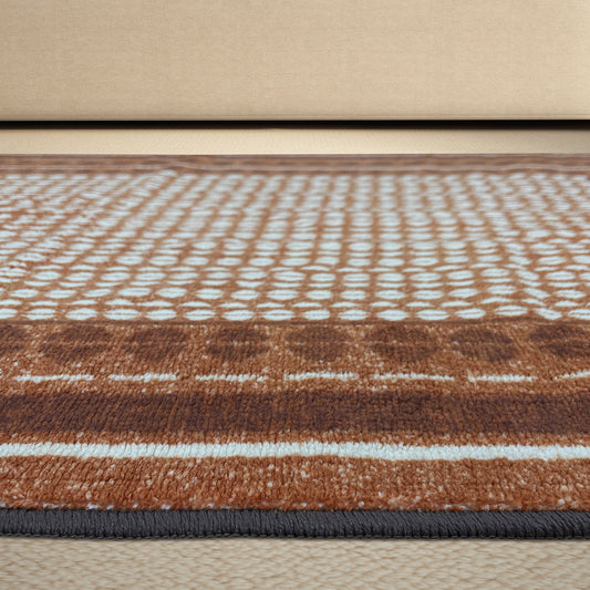 Geometric Brown Polyester 1 Runner - Wonderfull Carpet By Welspun