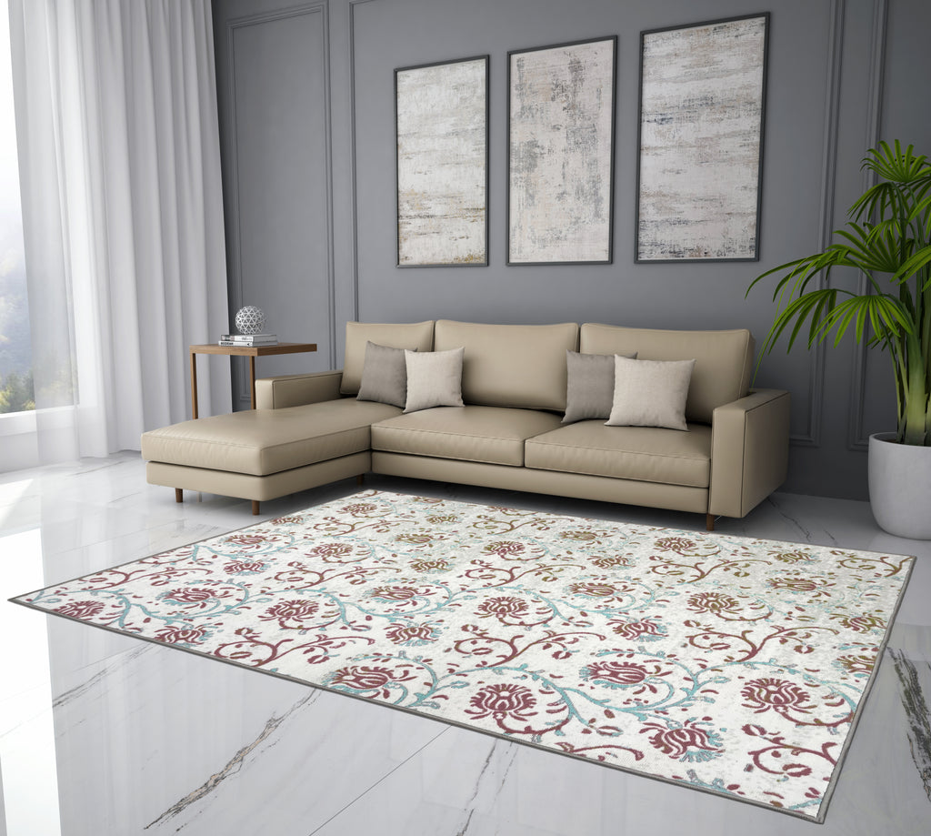 Beige Polyester Area Rug - Blissful By Spaces