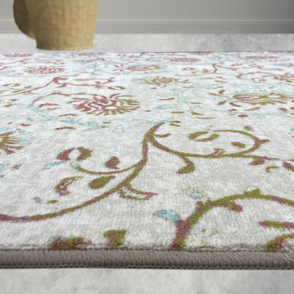 Floral Beige Polyester Area Rug - Wonderfull Carpet By Welspun