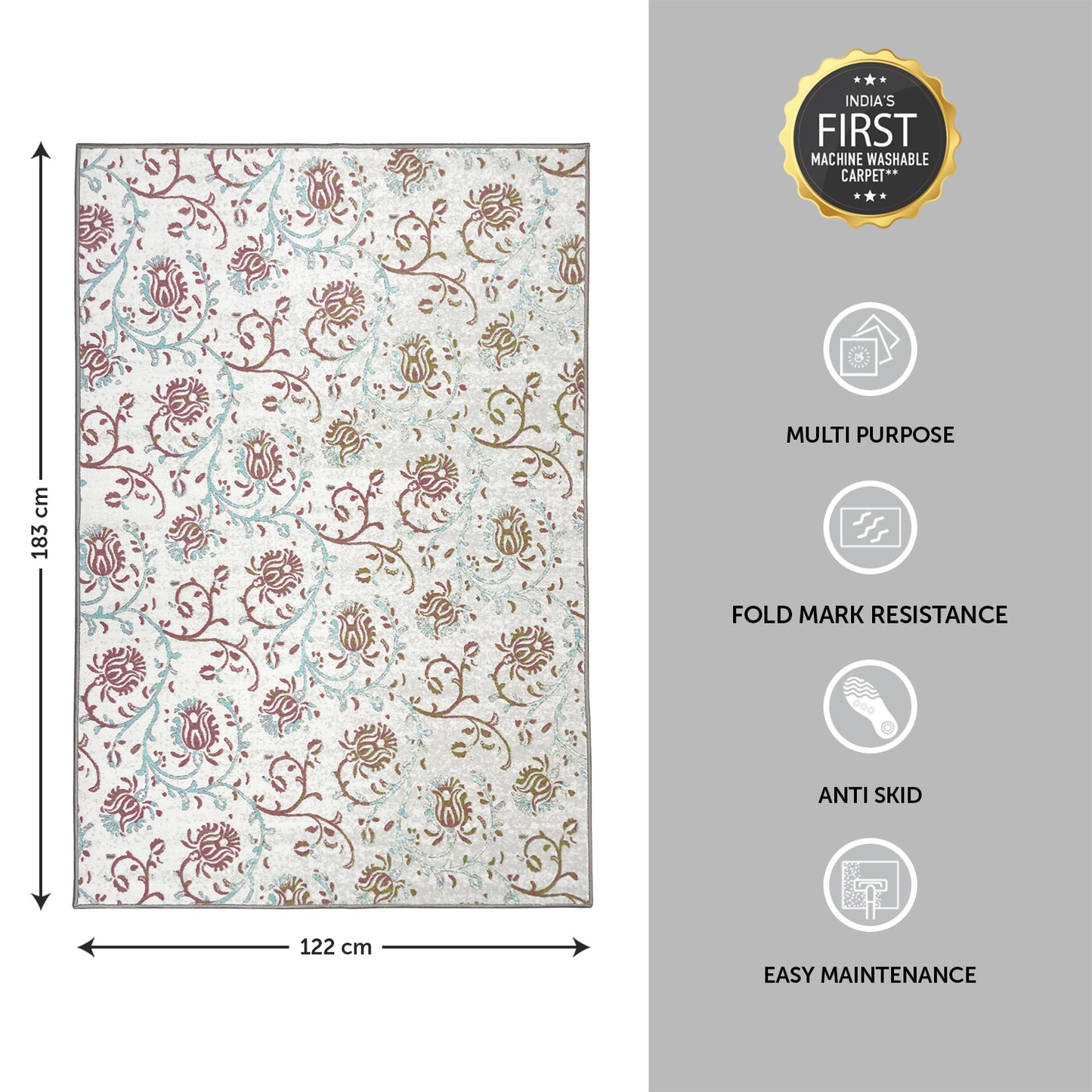 Floral Beige Polyester Area Rug - Wonderfull Carpet By Welspun