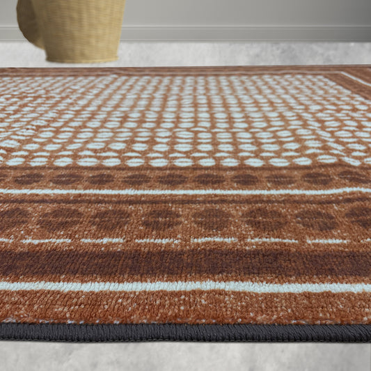 Geometric Brown Polyester Area Rug - Wonderfull Carpet By Welspun