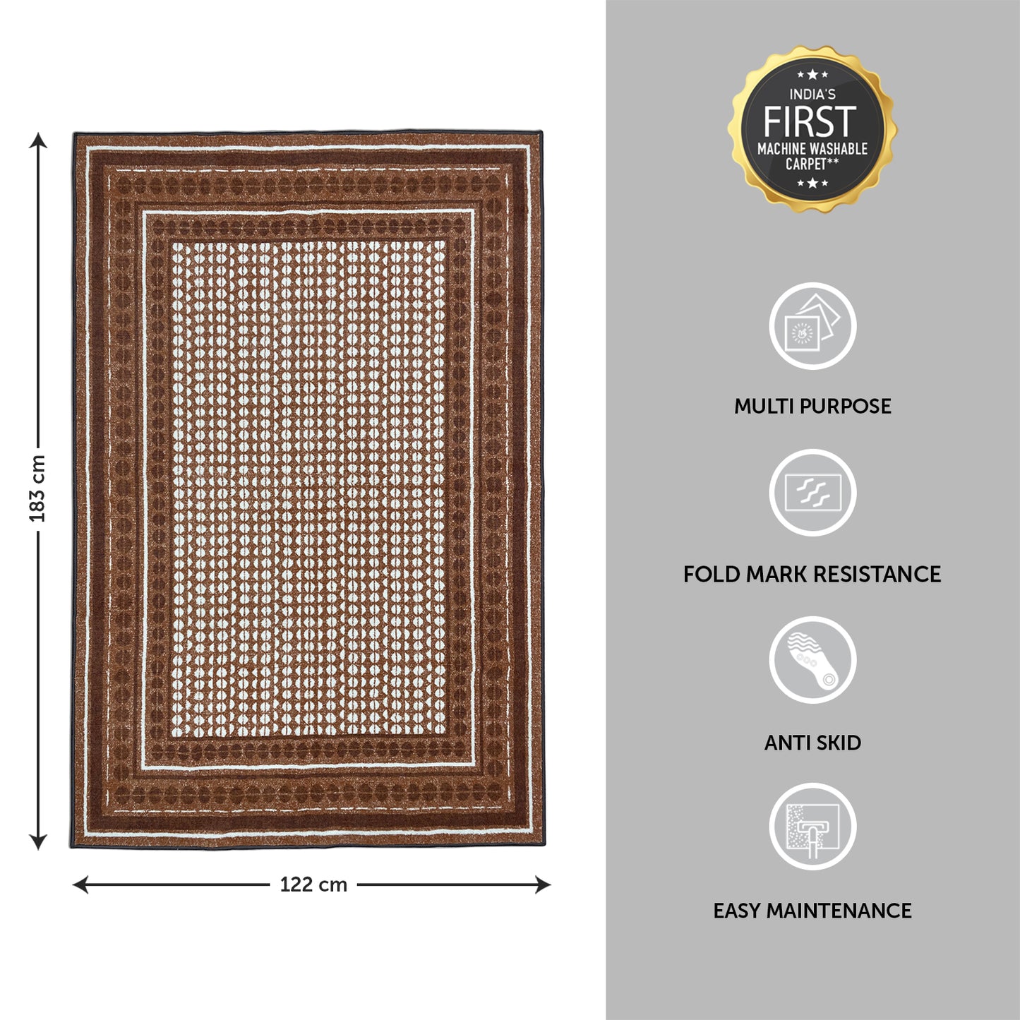 Geometric Brown Polyester Area Rug - Wonderfull Carpet By Welspun