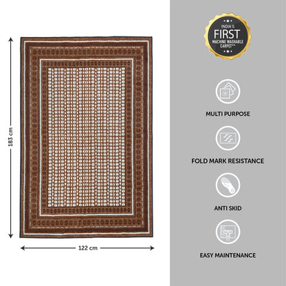 Geometric Brown Polyester Area Rug - Wonderfull Carpet By Welspun