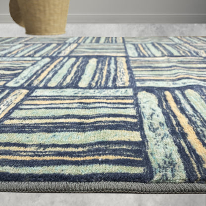 Blue Polyester Area Rug - Blissful By Spaces