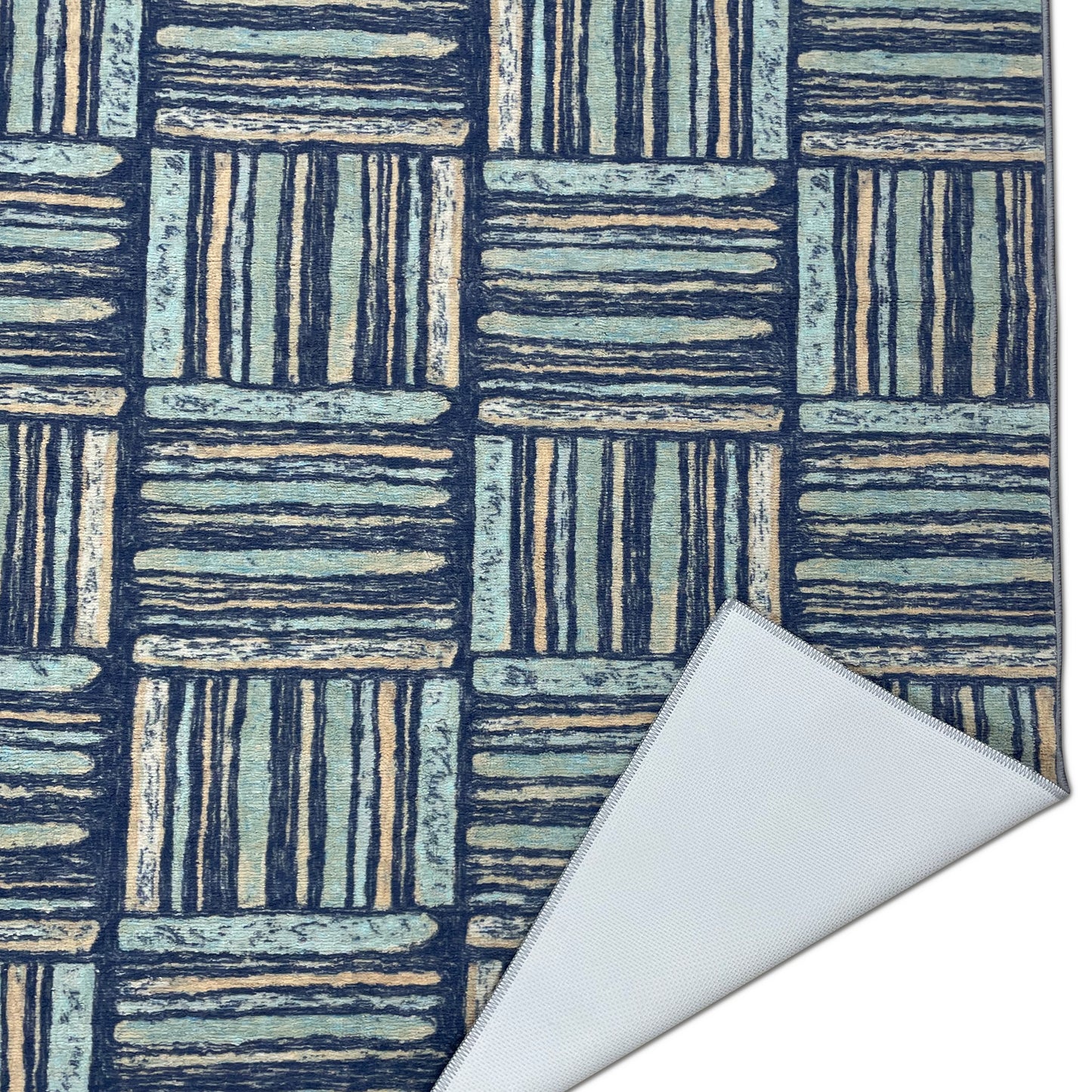 Blue Polyester Area Rug - Blissful By Spaces
