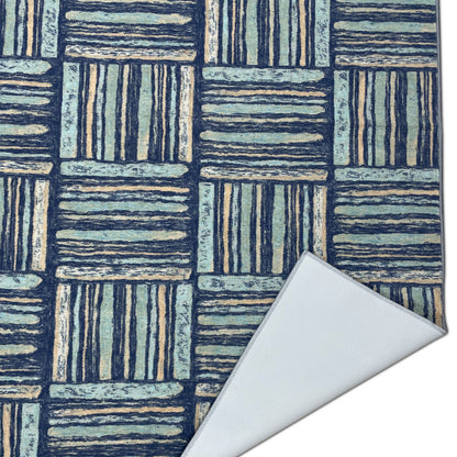 Blue Polyester Area Rug - Blissful By Spaces