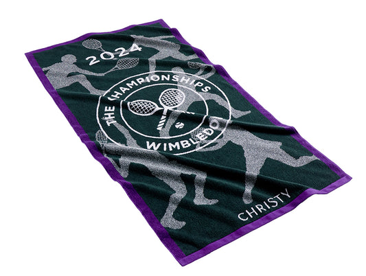 Wimbledon 2024 Jacquard Green/Violet 100% Cotton Bath Towel