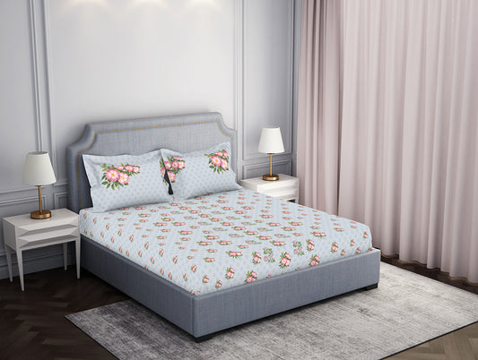 Indie Flora Floral 100% Cotton Double Bedsheet - Essentials by Spaces