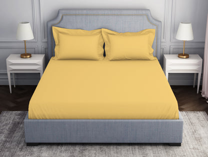 Solid Yellow 100% Cotton King Size Bedsheet - Essentials by Spaces