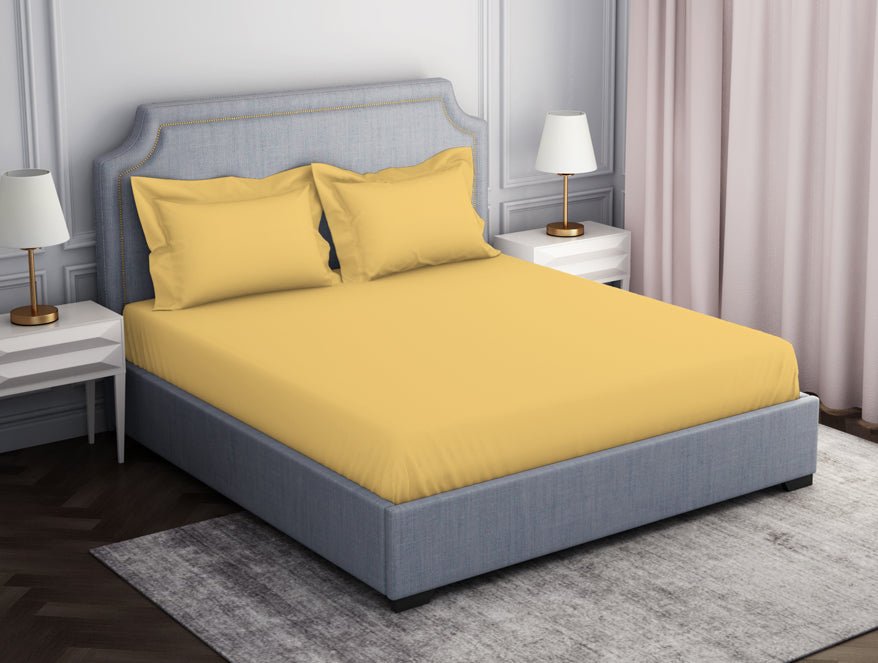Solid Yellow 100% Cotton King Size Bedsheet - Essentials by Spaces
