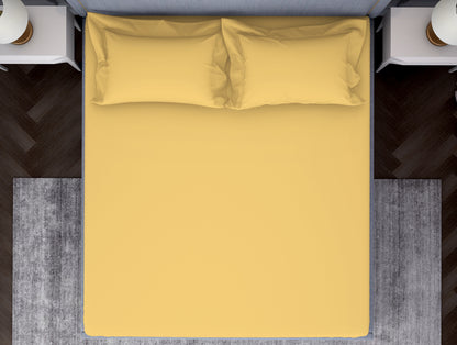 Solid Yellow 100% Cotton King Size Bedsheet - Essentials by Spaces