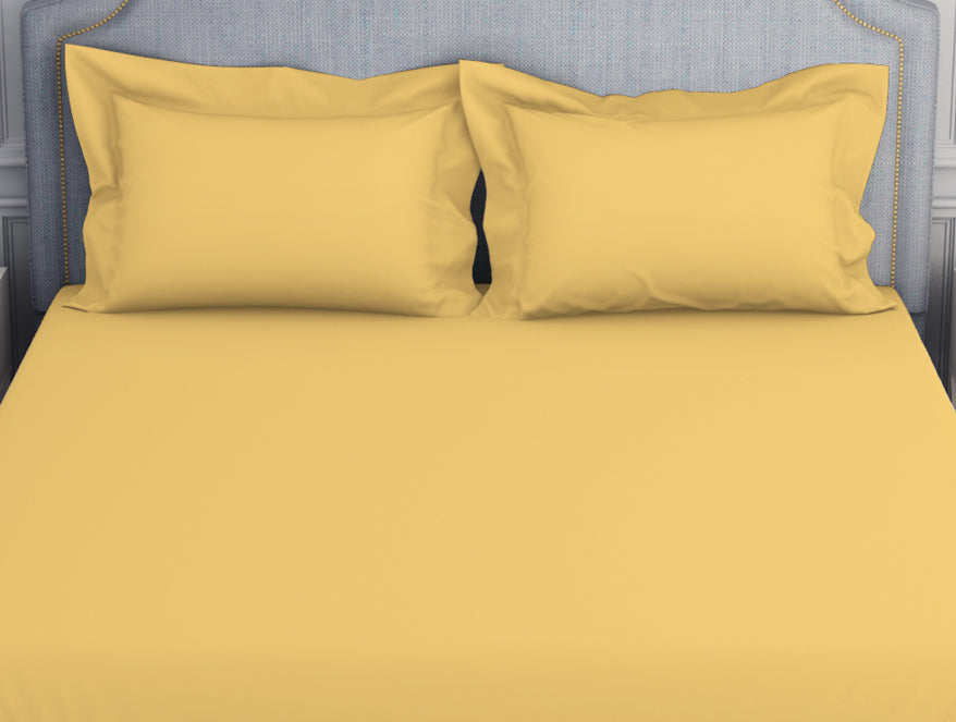 Solid Yellow 100% Cotton King Size Bedsheet - Essentials by Spaces