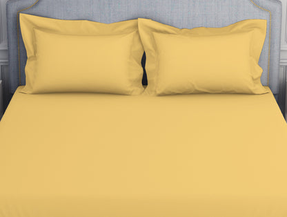 Solid Yellow 100% Cotton King Size Bedsheet - Essentials by Spaces