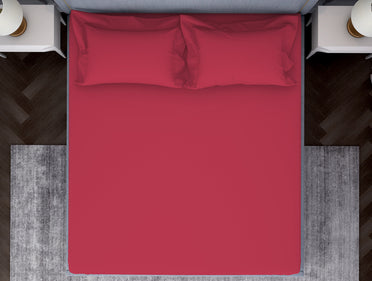 Solid Dark Red 100% Cotton Fitted Queen - Essentials by Spaces
