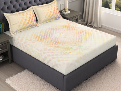 Geometric Beige 100% Cotton King Size Bedsheet Organic Cotton - By Spaces