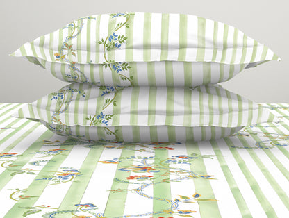 Floral Light Green 100% Cotton King Size Bedsheet Organic Cotton - By Spaces