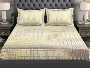 Geometric Beige 100% Cotton King Size Bedsheet Organic Cotton - By Spaces