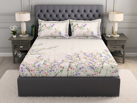 Floral Light Pink 100% Cotton King Size Bedsheet Organic Cotton - By Spaces