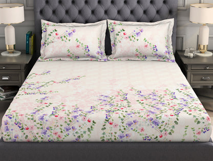 Floral Light Pink 100% Cotton King Size Bedsheet Organic Cotton - By Spaces