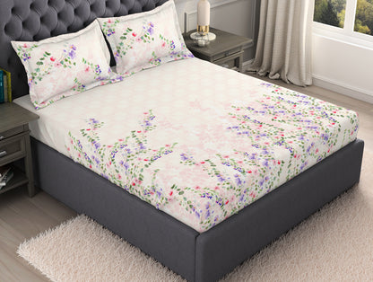 Floral Light Pink 100% Cotton King Size Bedsheet Organic Cotton - By Spaces