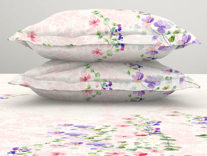 Floral Light Pink 100% Cotton King Size Bedsheet Organic Cotton - By Spaces