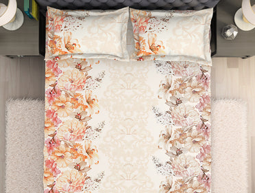 Floral Cream 100% Cotton King Size Bedsheet Organic Cotton - By Spaces