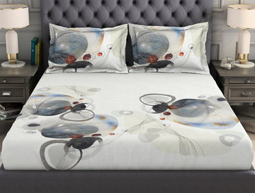 Geometric Cream 100% Cotton King Size Bedsheet Organic Cotton - By Spaces