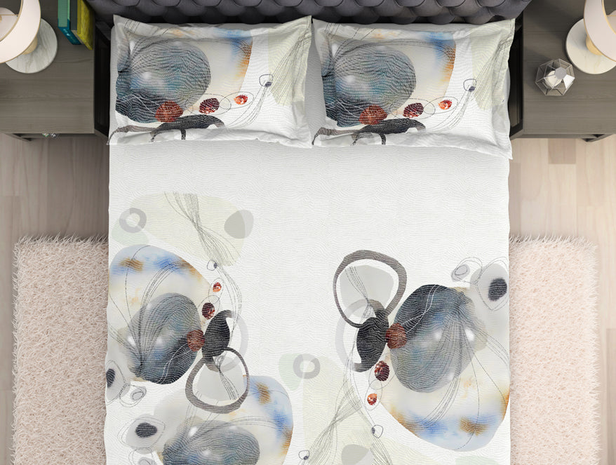 Geometric Cream 100% Cotton King Size Bedsheet Organic Cotton - By Spaces