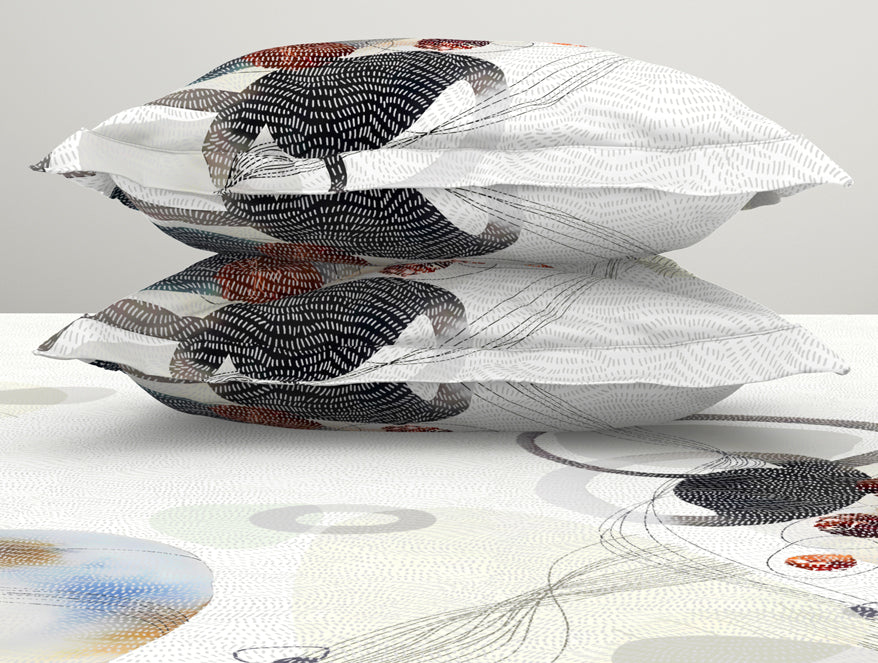 Geometric Cream 100% Cotton King Size Bedsheet Organic Cotton - By Spaces