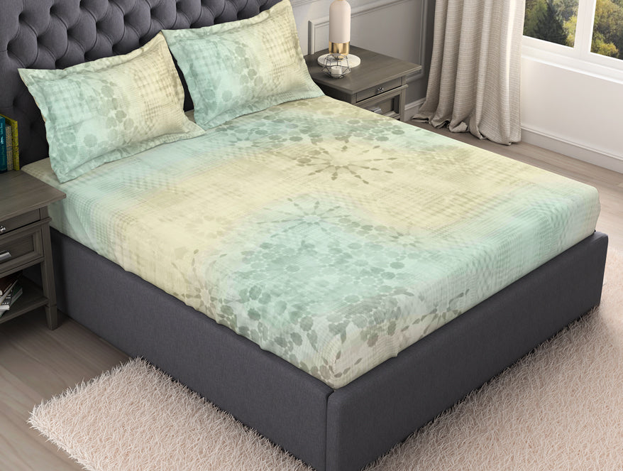 Ornate Taupe 100% Cotton King Size Bedsheet Organic Cotton - By Spaces