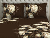 Floral Dark Brown 100% Cotton King Size Bedsheet Elegance - By Elegance