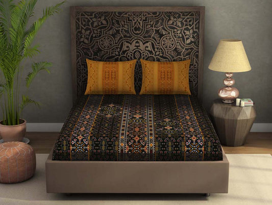 Ornate Dark Grey 100% Cotton King Size Bedsheet Rangana Digital - By Occasions