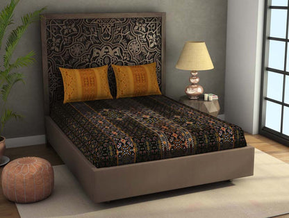 Ornate Dark Grey 100% Cotton King Size Bedsheet Rangana Digital - By Occasions